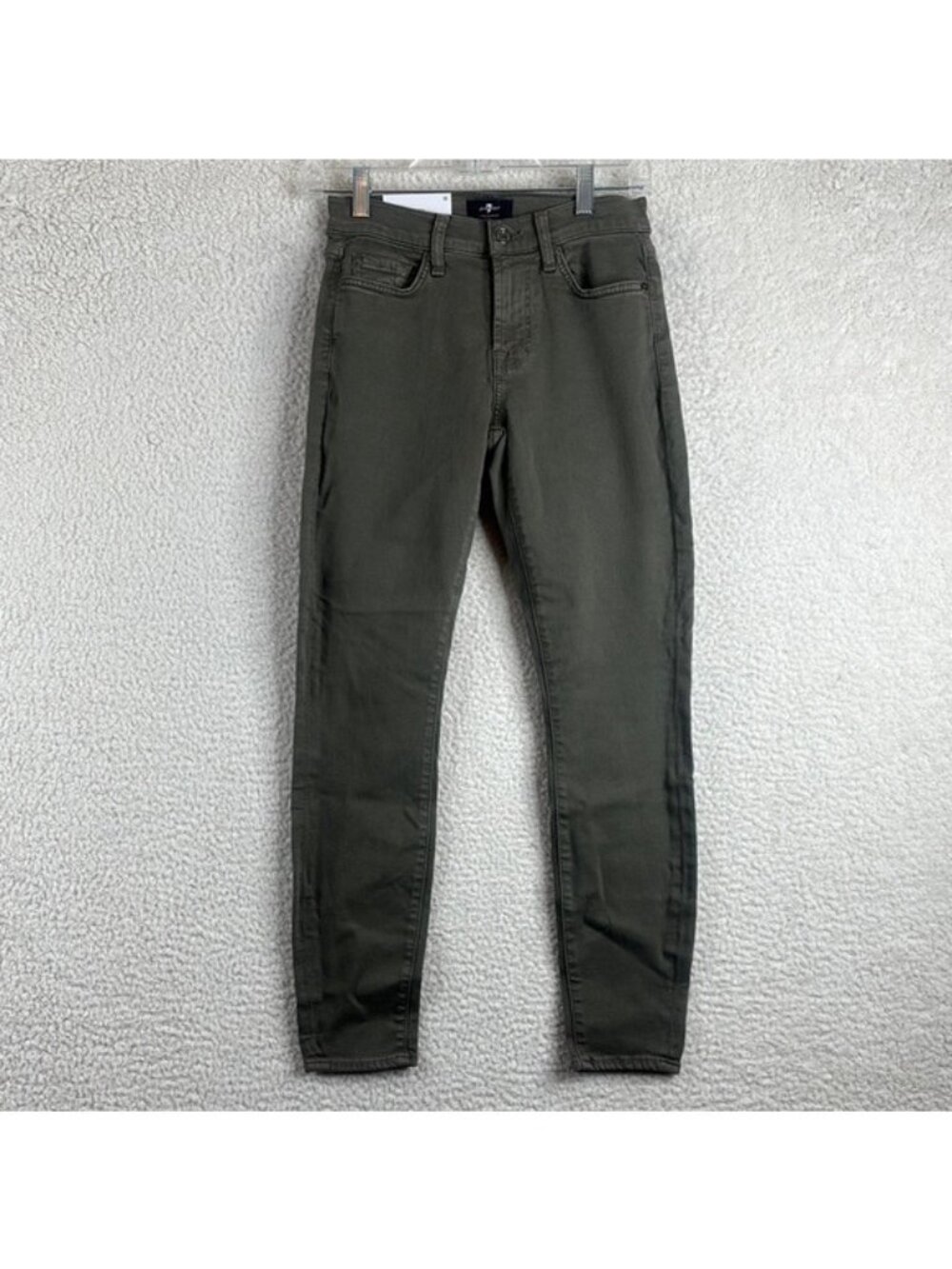 NWT 7 For All Mankind Womens Olive Green Stretch Ankle Skinny Jeans Size 25 - Picture 1 of 12
